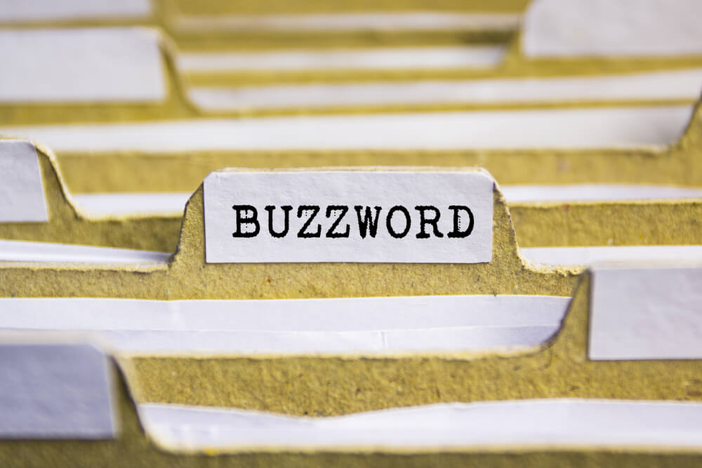 BUZZWORD word on card index paper