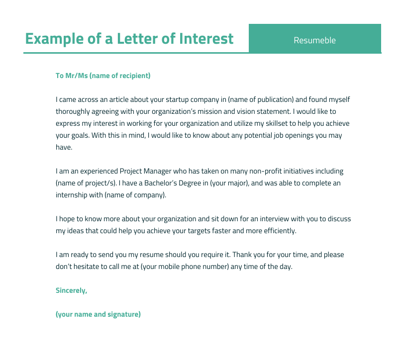 letter of interests example