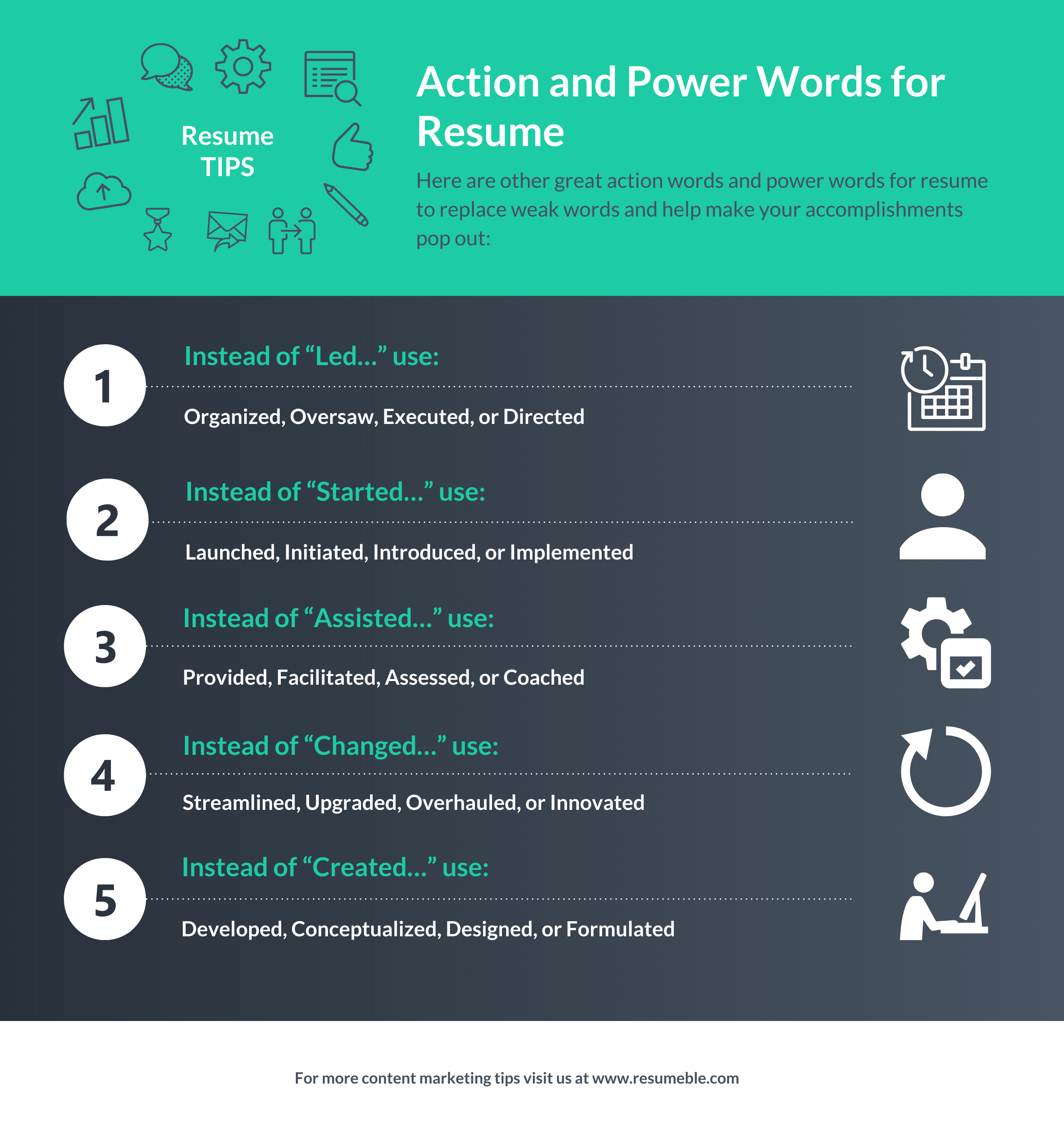 action verbs for resume infographic