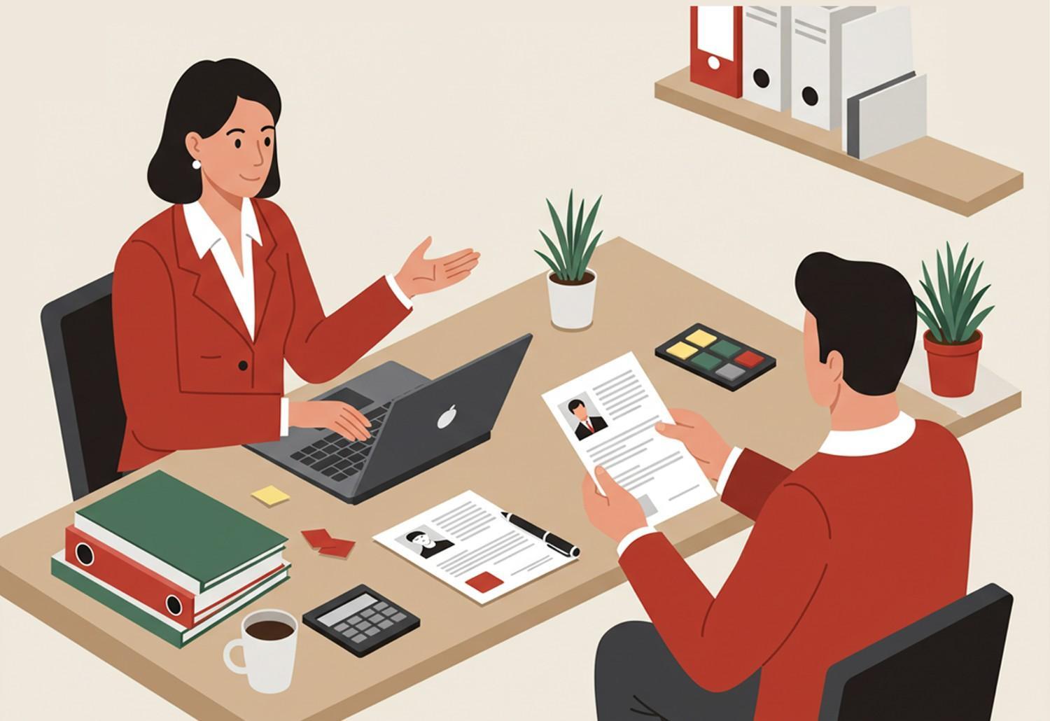Project manager discussing his resume with a professional resume writer working for Resumeble
