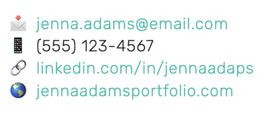infographic style contact information block on a resume / Resumeble