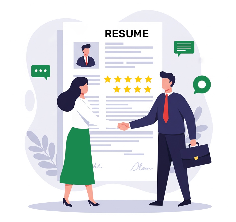 Professionals shaking hands symbolizing accepted job offer - Resumeble