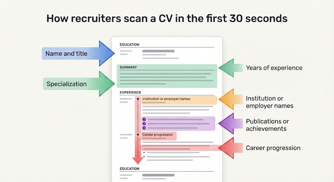 How recruiters scan CVs - infographic from Resumeble