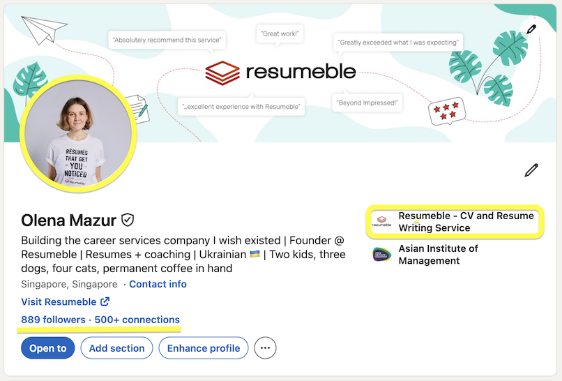 LinkedIn sample page - what recruiters are paying attention to - Resumeble