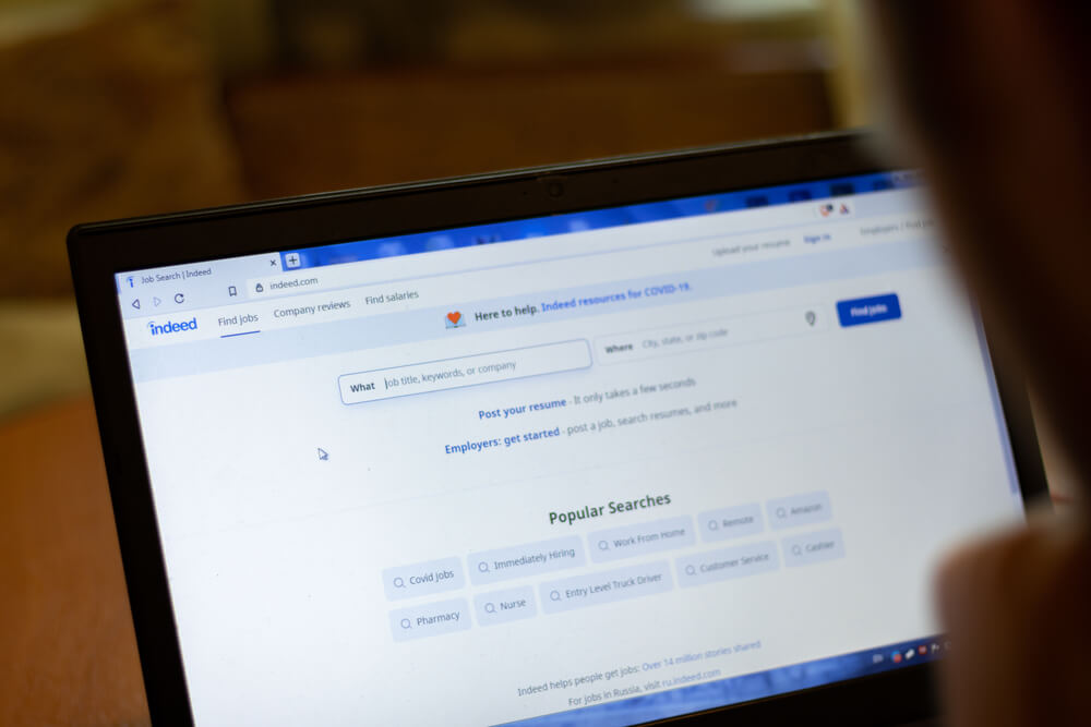 person searching job on Indeed platform